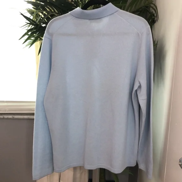 Vince Blue Knit Polo Shirt Short Sleeve large